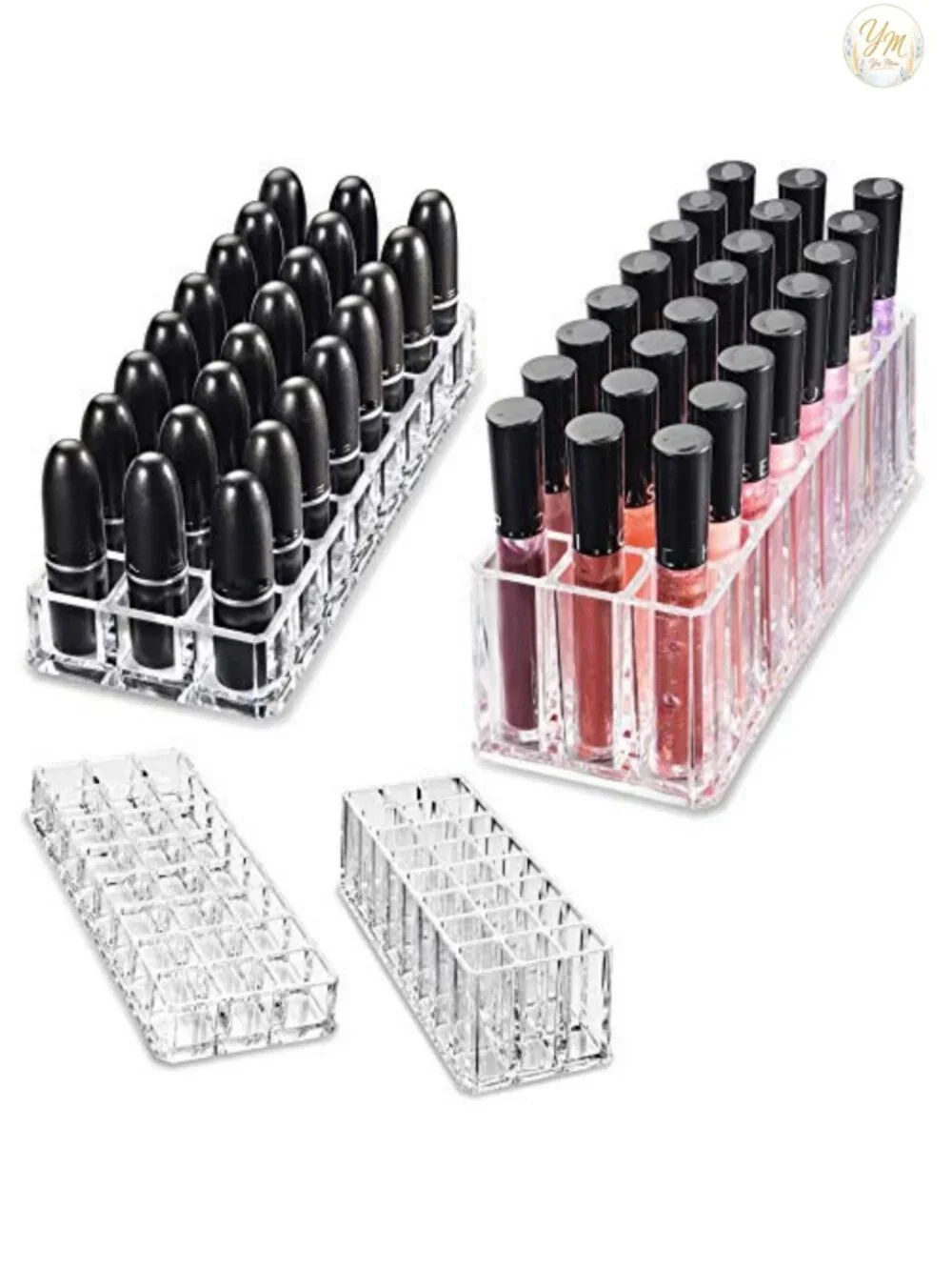 Acrylic Lipstick & Lip Gloss Organizer 48 Space Crystal Clear Cosmetic Storage